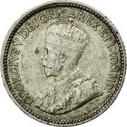 Canada 5 Cents George V 1914 KM# 22 GEORGIVS V DEI GRA: REX ET IND:IMP: coin obverse Canada 5 Cents George V 1914 KM# 22 GEORGIVS V DEI GRA: REX ET IND:IMP: coin obverse