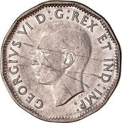 Canada 5 Cents George VI Beaver 1946 KM# 39a GEORGIVS VI D:G:REX ET IND:IMP: coin obverse Canada 5 Cents George VI Beaver 1946 KM# 39a GEORGIVS VI D:G:REX ET IND:IMP: coin obverse