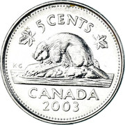 Canada 5 Cents The Beaver 2003 KM# 182a 5 CENTS CANADA DATE coin reverse Canada 5 Cents The Beaver 2003 KM# 182a 5 CENTS CANADA DATE coin reverse