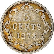 Canada 5 Cents Victoria 1873 KM# 2 5 CENTS DATE coin reverse Canada 5 Cents Victoria 1873 KM# 2 5 CENTS DATE coin reverse