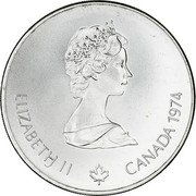 Canada 5 Dollars Athlete with Torch 1974 KM# 90 ELIZABETH II CANADA 1974 coin obverse