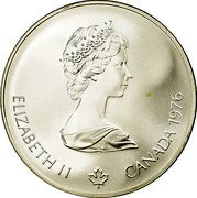 Canada 5 Dollars Boxing 1976 Proof KM# 108 ELIZABETH II CANADA 1976 coin obverse Canada 5 Dollars Boxing 1976 Proof KM# 108 ELIZABETH II CANADA 1976 coin obverse
