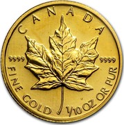 Canada 5 Dollars Maple Leaf 2003 KM# 188 CANADA 9999 9999 FINE GOLD 1/10 OZ OR PUR coin reverse Canada 5 Dollars Maple Leaf 2003 KM# 188 CANADA 9999 9999 FINE GOLD 1/10 OZ OR PUR coin reverse