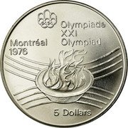 Canada 5 Dollars Olympic Flame 1976 Proof KM# 110 OLYMPIADE XXI OLYMPIAD MONTREAL 1976 5 DOLLARS coin reverse Canada 5 Dollars Olympic Flame 1976 Proof KM# 110 OLYMPIADE XXI OLYMPIAD MONTREAL 1976 5 DOLLARS coin reverse