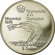 Canada 5 Dollars Platform Diver 1975 Proof KM# 101 OLYMPIADE XXI MONTRÉAL 1976 OLYMPIAD 5 DOLLARS coin reverse Canada 5 Dollars Platform Diver 1975 Proof KM# 101 OLYMPIADE XXI MONTRÉAL 1976 OLYMPIAD 5 DOLLARS coin reverse