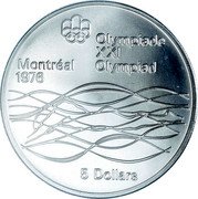 Canada 5 Dollars Swimming 1975 Proof KM# 100 OLYMPIADE XXI MONTRÉAL 1976 OLYMPIAD 5 DOLLARS coin reverse Canada 5 Dollars Swimming 1975 Proof KM# 100 OLYMPIADE XXI MONTRÉAL 1976 OLYMPIAD 5 DOLLARS coin reverse