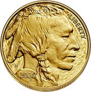 USA $50 American Buffalo 2020 W Proof KM# 393 LIBERTY W coin obverse USA $50 American Buffalo 2020 W Proof KM# 393 LIBERTY W coin obverse