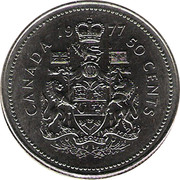 Canada 50 Cents Smaller young bust 1977 KM# 75.2 CANADA 1977 50 CENTS USQUE coin reverse Canada 50 Cents Smaller young bust 1977 KM# 75.2 CANADA 1977 50 CENTS USQUE coin reverse