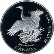 Canada 50 Cents American Crane 1995 Proof KM# 262 GRUS AMERICANA CANADA 50 CENTS 1995 coin reverse Canada 50 Cents American Crane 1995 Proof KM# 262 GRUS AMERICANA CANADA 50 CENTS 1995 coin reverse