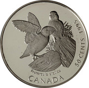 Canada 50 Cents Atlantic Puffin 1995 Proof KM# 261 FRATERCULA ARCTICA CANADA 50 CENTS 1995 coin reverse Canada 50 Cents Atlantic Puffin 1995 Proof KM# 261 FRATERCULA ARCTICA CANADA 50 CENTS 1995 coin reverse