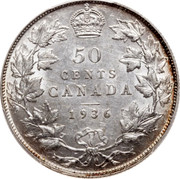 Canada 50 Cents George V 1936 KM# 25a 50 CENTS CANADA coin reverse Canada 50 Cents George V 1936 KM# 25a 50 CENTS CANADA coin reverse