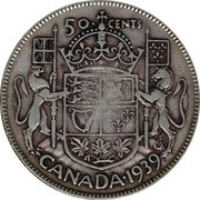 Canada 50 Cents George VI 1939 KM# 36 50 CENTS CANADA coin reverse Canada 50 Cents George VI 1939 KM# 36 50 CENTS CANADA coin reverse