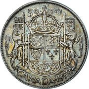 Canada 50 Cents George VI 1950 no lines in 0 KM# 45 50 CENTS CANADA coin reverse Canada 50 Cents George VI 1950 no lines in 0 KM# 45 50 CENTS CANADA coin reverse