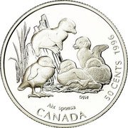 Canada 50 Cents Wood Ducklings 1996 Proof KM# 284 AIX SPONSA CANADA 50 CENTS 1996 coin reverse