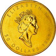 Canada 50 Dollars Maple Leaf 1997 KM# 191 CANADA 9999 9999 FINE GOLD 1 OZ OR PUR coin reverse Canada 50 Dollars Maple Leaf 1997 KM# 191 CANADA 9999 9999 FINE GOLD 1 OZ OR PUR coin reverse