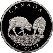 Canada 75 Dollars Bison 1997 Proof; in sets only KM# 301 CANADA 75 DOLLARS coin reverse Canada 75 Dollars Bison 1997 Proof; in sets only KM# 301 CANADA 75 DOLLARS coin reverse
