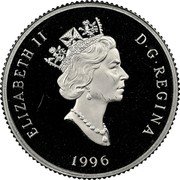 Canada 75 Dollars Falcon 1996 Proof KM# 279 ELIZABETH II D G REGINA 1996 coin obverse Canada 75 Dollars Falcon 1996 Proof KM# 279 ELIZABETH II D G REGINA 1996 coin obverse