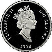 Canada 75 Dollars Grey Wolf 1998 Proof KM# 323 ELIZABETH II D ∙ G ∙ REGINA 1998 coin obverse Canada 75 Dollars Grey Wolf 1998 Proof KM# 323 ELIZABETH II D ∙ G ∙ REGINA 1998 coin obverse