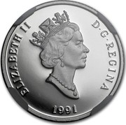 Canada 75 Dollars Snowy Owl 1991 Proof KM# 199 ELIZABETH II D∙G∙REGINA 1991 coin obverse Canada 75 Dollars Snowy Owl 1991 Proof KM# 199 ELIZABETH II D∙G∙REGINA 1991 coin obverse