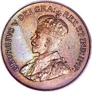 Canada Cent George V small type 1923 KM# 28 GEORGIVS V DEI GRA: REX ET IND:IMP: coin obverse Canada Cent George V small type 1923 KM# 28 GEORGIVS V DEI GRA: REX ET IND:IMP: coin obverse