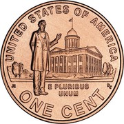 USA Cent Lincoln Bicentennial 2009 D KM# 443 UNITED STATES OF AMERICA ONE CENT E PLURIBUS UNUM coin reverse USA Cent Lincoln Bicentennial 2009 D KM# 443 UNITED STATES OF AMERICA ONE CENT E PLURIBUS UNUM coin reverse