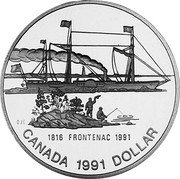 Canada Dollar 175th Anniversary of the Frontenac 1991 KM# 179 1816 FRONTENAC 1991 CANADA 1991 DOLLAR coin reverse