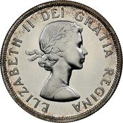 Canada Dollar British Columbia (1958) KM# 55 ELIZABETH II DEI GRATIA REGINA coin obverse Canada Dollar British Columbia (1958) KM# 55 ELIZABETH II DEI GRATIA REGINA coin obverse