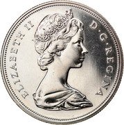 Canada Dollar British Columbia 1971 Prooflike KM# 79 ELIZABETH II D ∙ G ∙ REGINA coin obverse Canada Dollar British Columbia 1971 Prooflike KM# 79 ELIZABETH II D ∙ G ∙ REGINA coin obverse