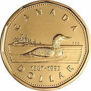 Canada Dollar Confederation (1992) Proof KM# 209 CANADA 1867-1992 DOLLAR coin reverse Canada Dollar Confederation (1992) Proof KM# 209 CANADA 1867-1992 DOLLAR coin reverse