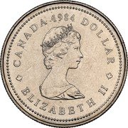Canada Dollar Jacques Cartier 1984 Proof KM# 141 CANADA 1984 DOLLAR ∙ ELIZABETH II coin obverse Canada Dollar Jacques Cartier 1984 Proof KM# 141 CANADA 1984 DOLLAR ∙ ELIZABETH II coin obverse