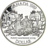 Canada Dollar Mackenzie River Bicentennial 1989 Proof KM# 168 CANADA 1989 FLEUVE MACKENZIE RIVER DOLLAR coin reverse Canada Dollar Mackenzie River Bicentennial 1989 Proof KM# 168 CANADA 1989 FLEUVE MACKENZIE RIVER DOLLAR coin reverse