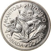 Canada Dollar Manitoba 1970 Prooflike KM# 78 MANITOBA 1870∙1970 RT CANADA DOLLAR coin reverse Canada Dollar Manitoba 1970 Prooflike KM# 78 MANITOBA 1870∙1970 RT CANADA DOLLAR coin reverse