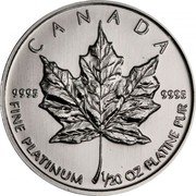 Canada Dollar Maple Leaf 1996 KM# 239 CANADA 9995 9995 FINE PLATINUM 1/20 OZ coin reverse Canada Dollar Maple Leaf 1996 KM# 239 CANADA 9995 9995 FINE PLATINUM 1/20 OZ coin reverse