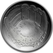 USA Dollar (National Baseball Hall of Fame) KM# 577 LIBERTY, IN GOD WE TRUST 2014. coin obverse USA Dollar (National Baseball Hall of Fame) KM# 577 LIBERTY, IN GOD WE TRUST 2014. coin obverse