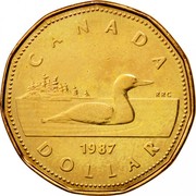 Canada Dollar Proof Loon 1987 Proof KM# 157 CANADA 1987 DOLLAR coin reverse