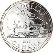 Canada Dollar Trans-Canada Railway 1981 Proof KM# 130 DOLLAR 1981 CANADA coin reverse Canada Dollar Trans-Canada Railway 1981 Proof KM# 130 DOLLAR 1981 CANADA coin reverse