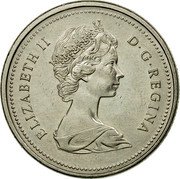 Canada Dollar Voyageur Smaller young bust Elizabeth II 1975 KM# 76.2 ELIZABETH II D ∙ G ∙ REGINA coin obverse Canada Dollar Voyageur Smaller young bust Elizabeth II 1975 KM# 76.2 ELIZABETH II D ∙ G ∙ REGINA coin obverse
