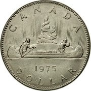 Canada Dollar Voyageur Smaller young bust Elizabeth II 1975 KM# 76.2 CANADA 1975 DOLLAR H8 EH coin reverse Canada Dollar Voyageur Smaller young bust Elizabeth II 1975 KM# 76.2 CANADA 1975 DOLLAR H8 EH coin reverse