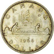 Canada Dollar Voyageurs. 1966 Small beads KM# 64.1 CANADA DATE DOLLAR coin reverse Canada Dollar Voyageurs. 1966 Small beads KM# 64.1 CANADA DATE DOLLAR coin reverse