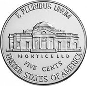 USA Five Cents Jefferson Large Facing Portrait. Enhanced Monticello Reverse 2017 P KM# 381 E PLURIBUS UNUM UNITED STATES OF AMERICA FIVE CENTS MONTICELLO coin reverse USA Five Cents Jefferson Large Facing Portrait. Enhanced Monticello Reverse 2017 P KM# 381 E PLURIBUS UNUM UNITED STATES OF AMERICA FIVE CENTS MONTICELLO coin reverse