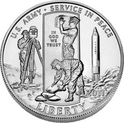 USA Half Dollar U.S. Army 2011 D KM# 506 U.S. ARMY ∙ SERVICE IN PEACE IN GOD WE TRUST LIBERTY coin obverse USA Half Dollar U.S. Army 2011 D KM# 506 U.S. ARMY ∙ SERVICE IN PEACE IN GOD WE TRUST LIBERTY coin obverse