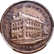 Canada Half Penny Bouquet Sous 1839 Proof KM# Tn15 BANK OF MONTREAL coin obverse Canada Half Penny Bouquet Sous 1839 Proof KM# Tn15 BANK OF MONTREAL coin obverse