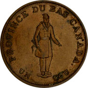 Canada Half Penny (Bouquet Sous) KM# Tn9 PROVINCE DU BAS CANADA UN SOU coin obverse Canada Half Penny (Bouquet Sous) KM# Tn9 PROVINCE DU BAS CANADA UN SOU coin obverse