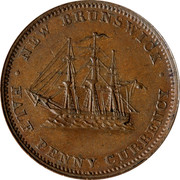 Canada Half Penny New Brunswick Token 1854 Proof KM# 3a ∙ NEW BRUNSWICK ∙ HALF PENNY CURRENCY coin reverse Canada Half Penny New Brunswick Token 1854 Proof KM# 3a ∙ NEW BRUNSWICK ∙ HALF PENNY CURRENCY coin reverse