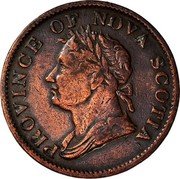 Canada Halfpenny Token George IV Thistle 1832 (imitation) KM# 1a PROVINCE OF NOVA SCOTIA coin obverse Canada Halfpenny Token George IV Thistle 1832 (imitation) KM# 1a PROVINCE OF NOVA SCOTIA coin obverse