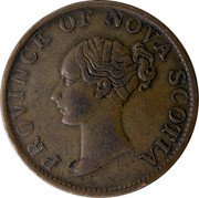Canada Halfpenny Token Victoria 1843 KM# 3 PROVINCE OF NOVA SCOTIA coin obverse Canada Halfpenny Token Victoria 1843 KM# 3 PROVINCE OF NOVA SCOTIA coin obverse
