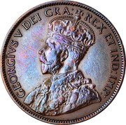 Canada One Cent George V 1913 KM# 16 GEORGIVS V DEI GRA: REX ET IND:IMP: coin obverse Canada One Cent George V 1913 KM# 16 GEORGIVS V DEI GRA: REX ET IND:IMP: coin obverse