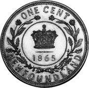 Canada One Cent Victoria 1865 KM# 1 ONE CENT NEWFOUNDLAND coin reverse Canada One Cent Victoria 1865 KM# 1 ONE CENT NEWFOUNDLAND coin reverse