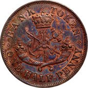 Canada One Half-penny Bank of Upper Canada Token 1857 Proof KM# Tn2a BANK TOKEN ONE HALF-PENNY coin reverse Canada One Half-penny Bank of Upper Canada Token 1857 Proof KM# Tn2a BANK TOKEN ONE HALF-PENNY coin reverse