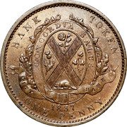 Canada One Penny Bank Token Bank of Montreal 1837 Proof KM# Tn14 BANK TOKEN ONE PENNY CONCORDIA SALUS CITY BANK 1837 coin reverse Canada One Penny Bank Token Bank of Montreal 1837 Proof KM# Tn14 BANK TOKEN ONE PENNY CONCORDIA SALUS CITY BANK 1837 coin reverse
